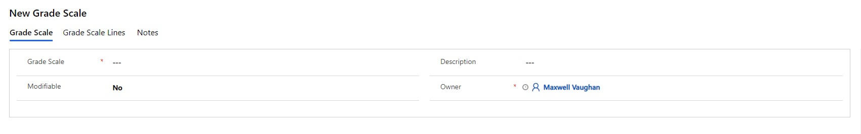 screenshot of new grade scale form