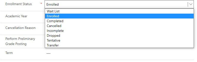screenshot of new session enrollment status